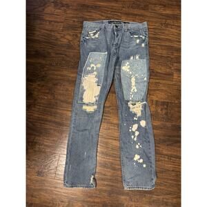 The Heritage America 76 Denim Distillery Mens Jeans Blue Distressed Sz 36x33